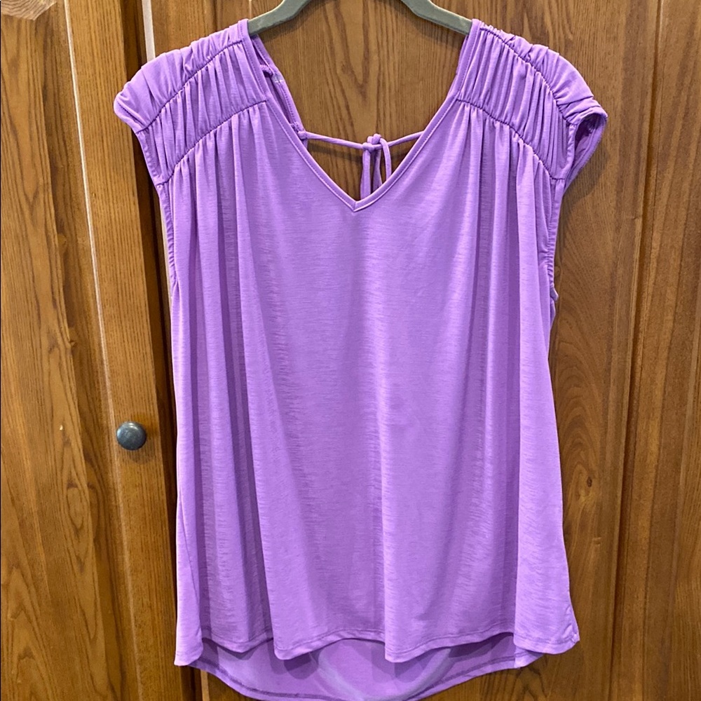 Dear Scarlett Purple Wrinkle Free Top with Tie Detail size small